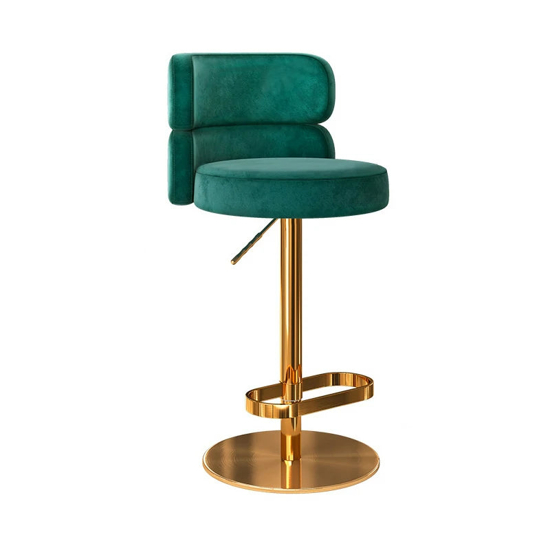Velvet Swivel Bar Stool – Gold Base, 4 Colors #008080 OR:32''-42''H\SR:23''-33''H6''BD