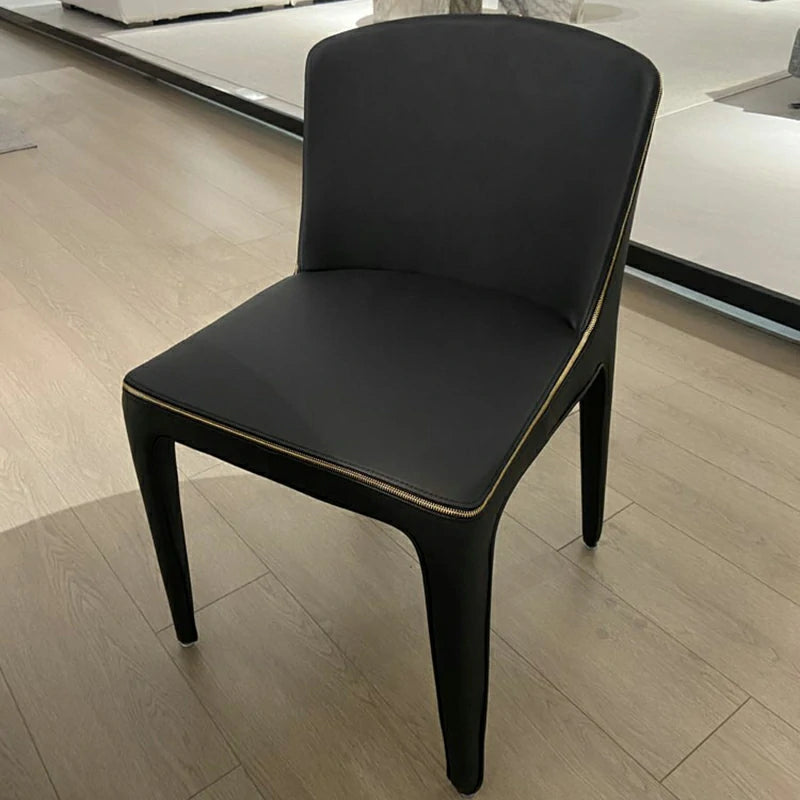 Stylish Black Upholstered Dining Chair with Gold Accent