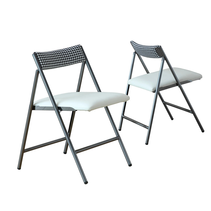 Grey Padded Folding Dining Chairs - Set of 2, Compact Seating