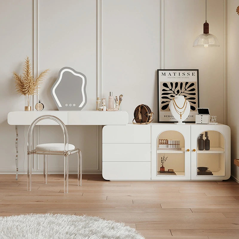 Smart Makeup Vanity Retractable Dressing Table with Mirror & Lights