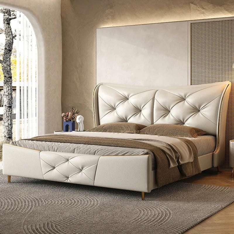 Luxury Platform Bed with Wingback Tufted Frame