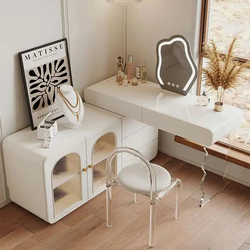 Smart Makeup Vanity Retractable Dressing Table with Mirror & Lights