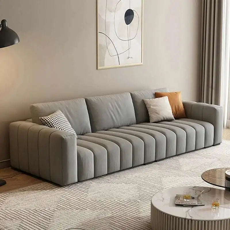 Modern Cream Sofa - Plush Living Room Tufted Sofa
