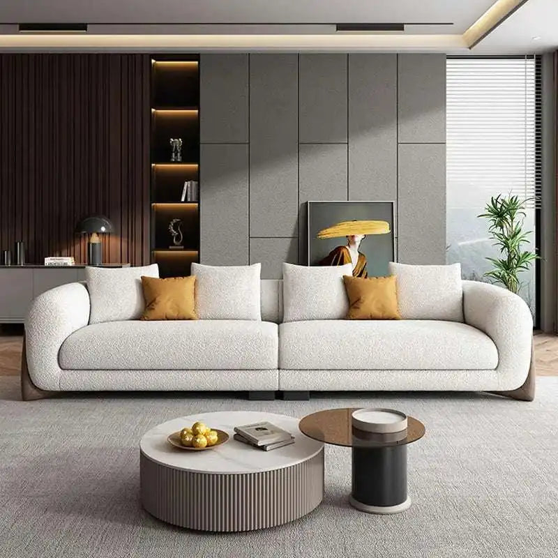 FUNROLUX Modern Light Beige Sofa with Accent Pillows