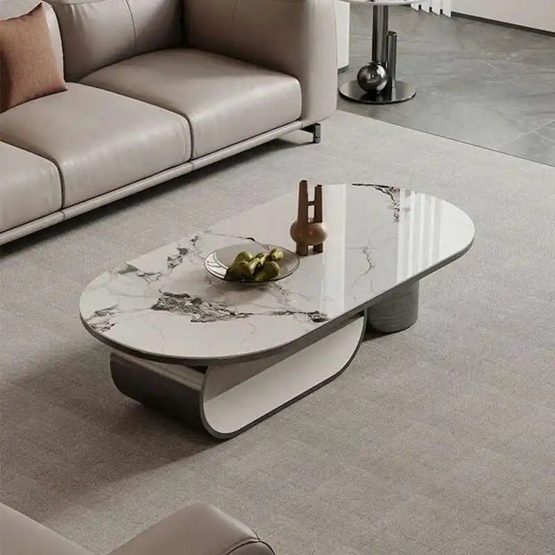 Oval Marble Coffee Table | Modern Living Room Centerpiece