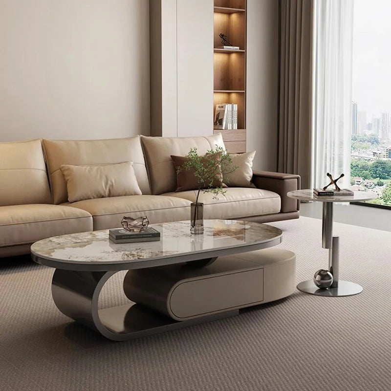 Oval Marble Coffee Table | Modern Living Room Furniture