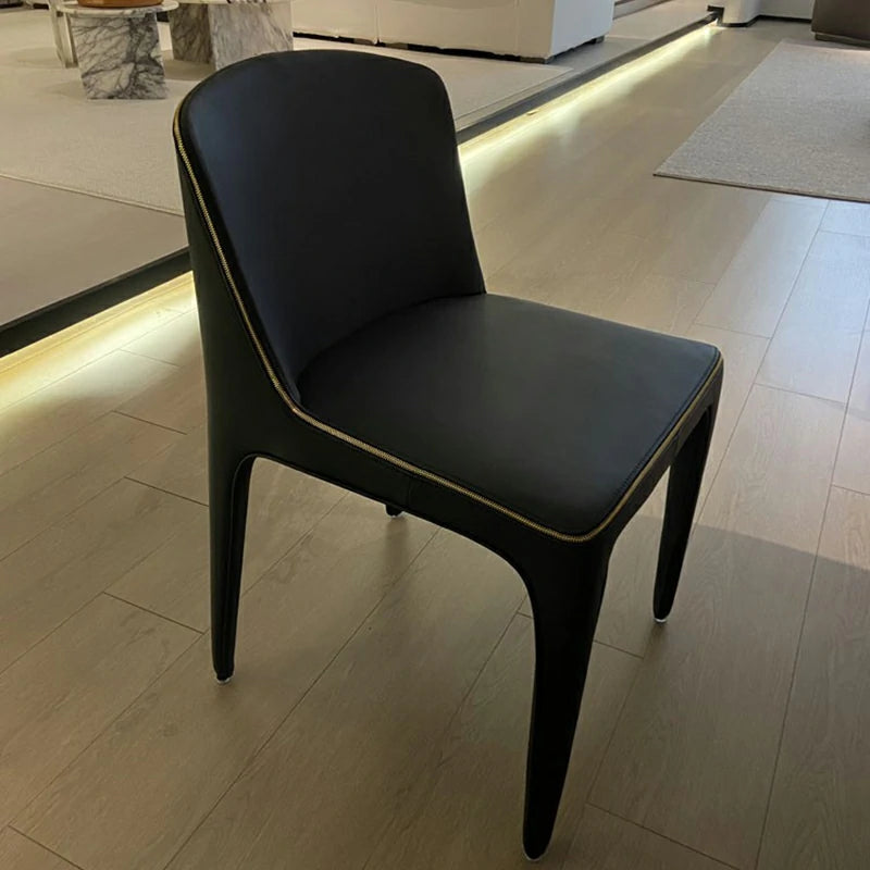 Stylish Black Upholstered Dining Chair with Gold Accent