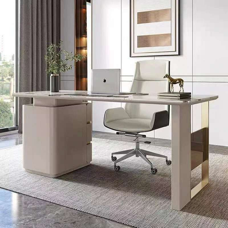 Modern Marble Executive Desk with Storage | 3 Sizes