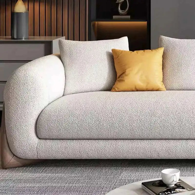 FUNROLUX Modern Light Beige Sofa with Accent Pillows