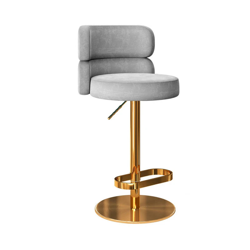 Velvet Swivel Bar Stool – Gold Base, 4 Colors #C0C0C0 OR:32''-42''H\SR:23''-33''H6''BD