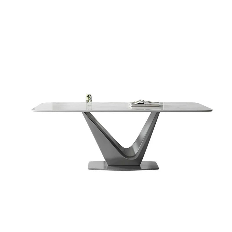 Modern Rectangular Dining Table with Sculptural Base