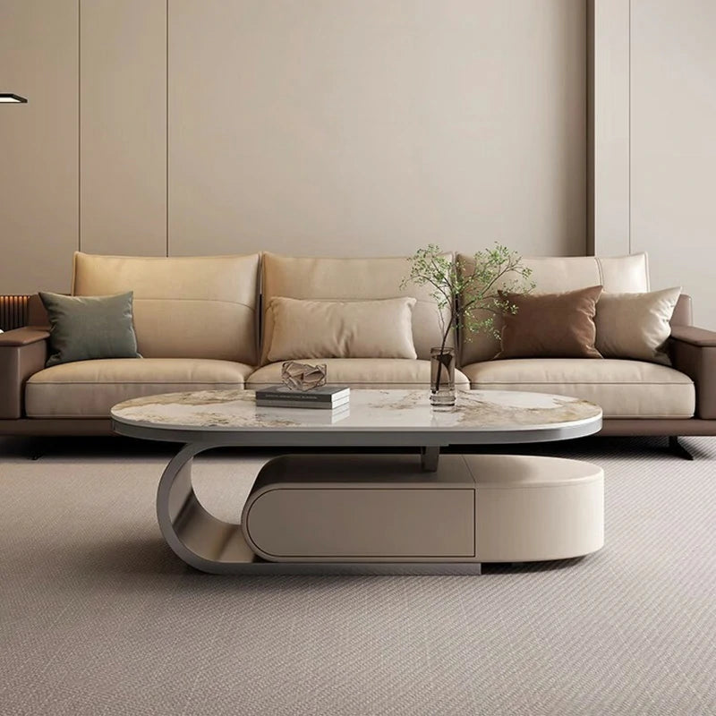 Oval Marble Coffee Table | Modern Living Room Furniture
