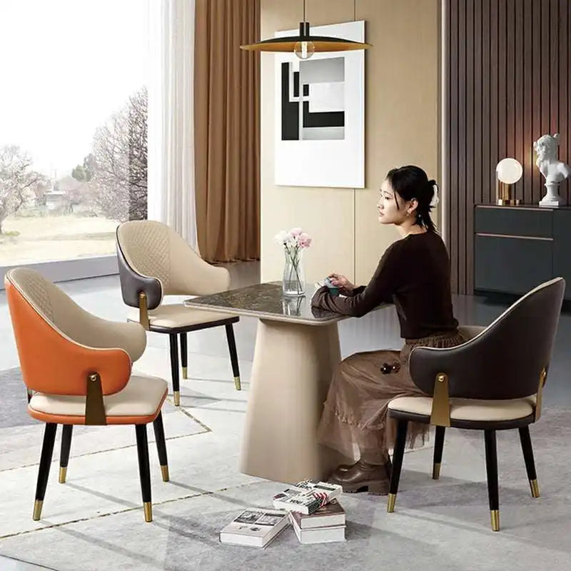 Luxe Upholstered Dining Chair - Gold Accents & Modern Design