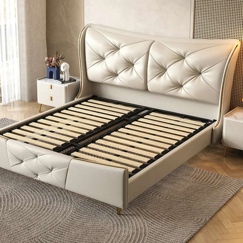 Luxury Platform Bed with Wingback Tufted Frame