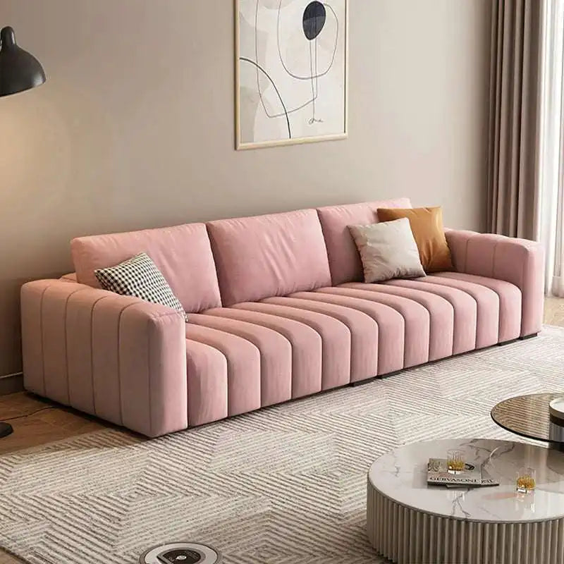 Modern Cream Sofa - Plush Living Room Tufted Sofa
