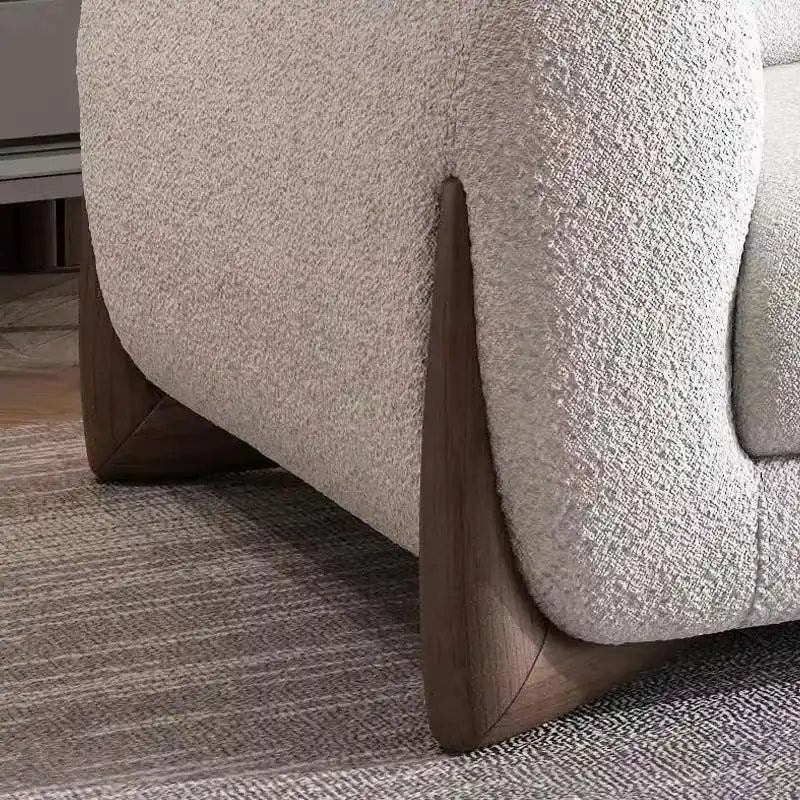 FUNROLUX Modern Light Beige Sofa with Accent Pillows