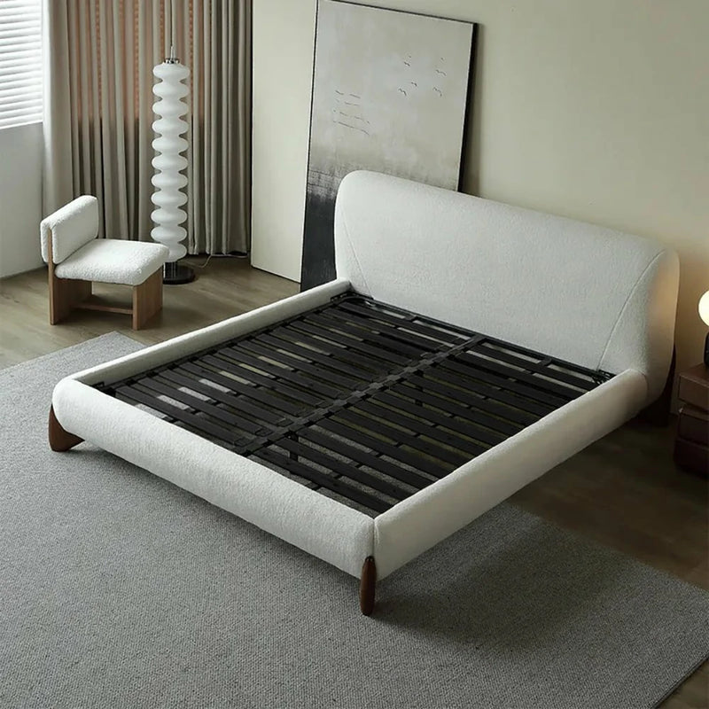 Cream Bouclé Bed Frame | Curved Headboard Bed