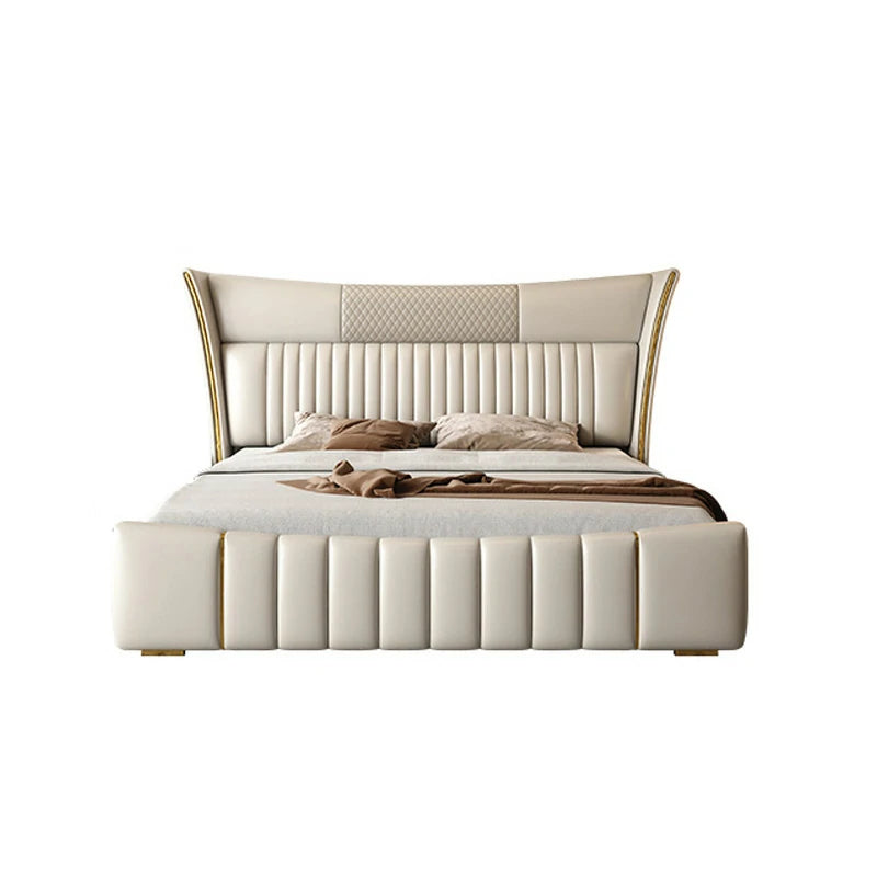 Wingback Bed with Gold Accents - Modern Luxe Style