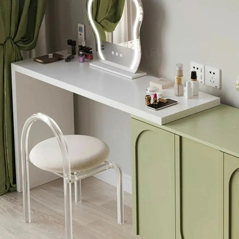 Vintage Makeup Vanity Table with Storage and Mirror Set