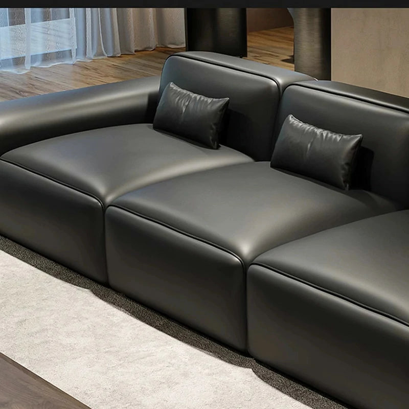 Black Leather Sectional Sofa - Modern Comfort