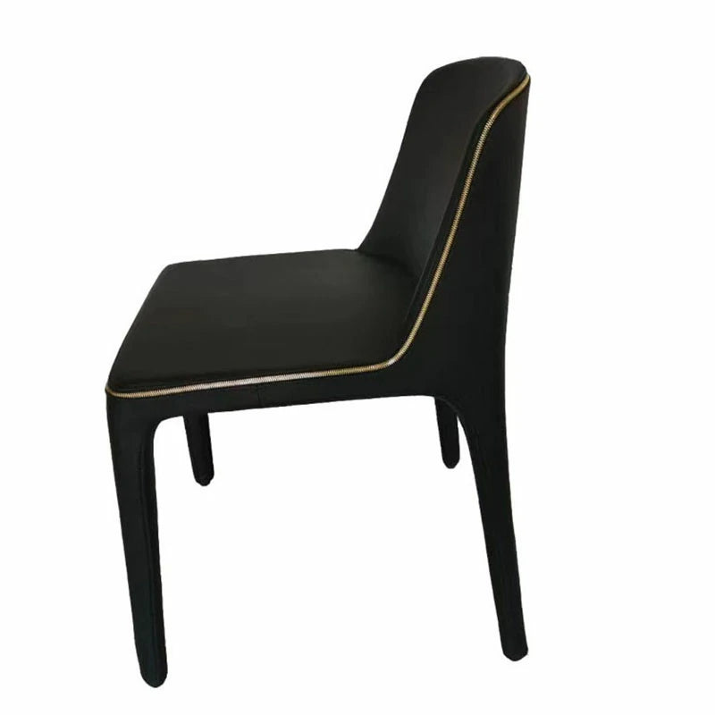 Stylish Black Upholstered Dining Chair with Gold Accent