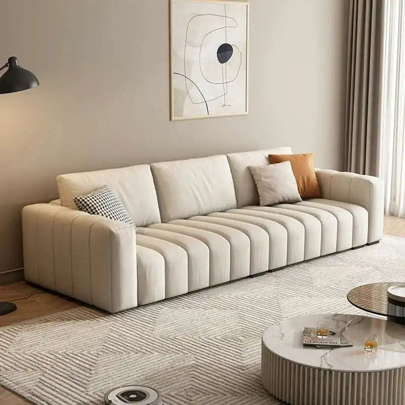 Modern Cream Sofa - Plush Living Room Tufted Sofa
