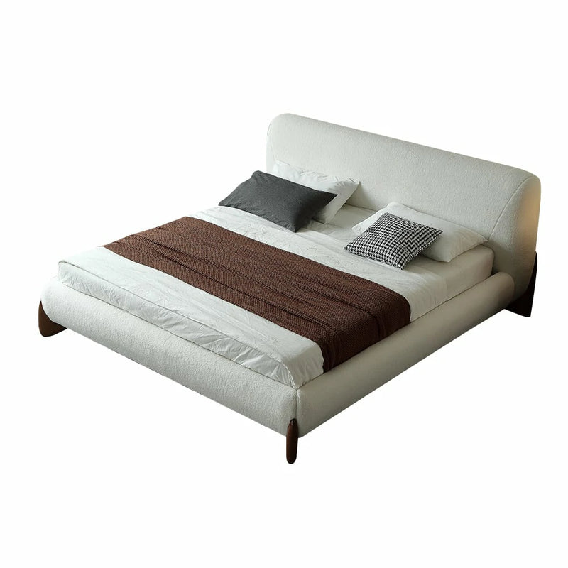 Cream Bouclé Bed Frame | Curved Headboard Bed