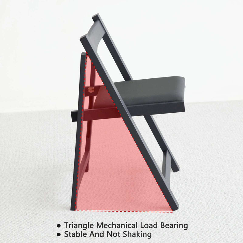 Folding Dining Chairs - 2-Pack Wooden Chairs with Padded Seats