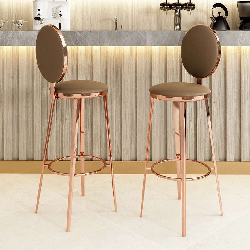 Black Leather Bar Stool Rose Gold Frame | Counter Stool
