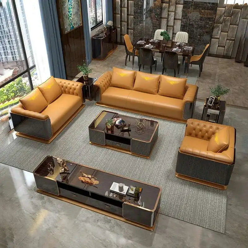 Premium Leather Couch: Chic Modern Sofa