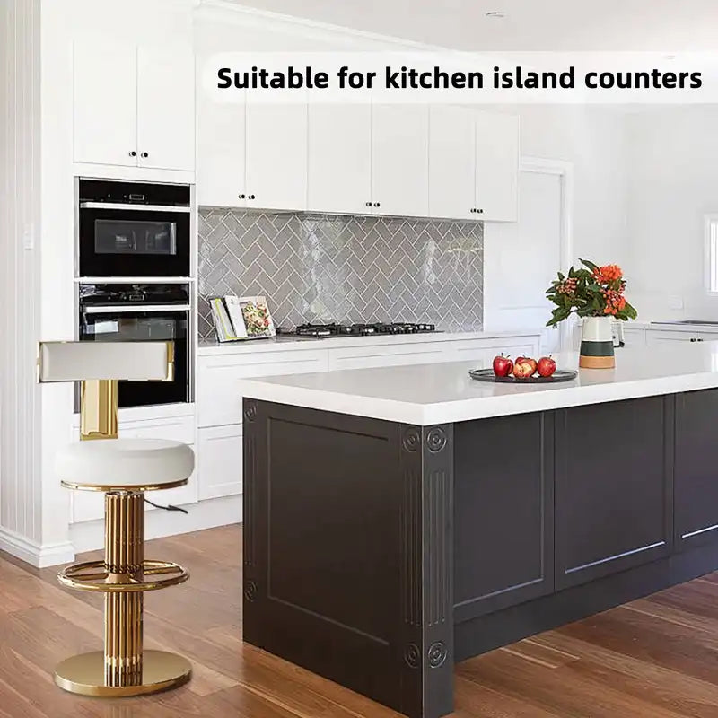 Luxury Gold Adjustable Swivel Bar Stools with White Cushion