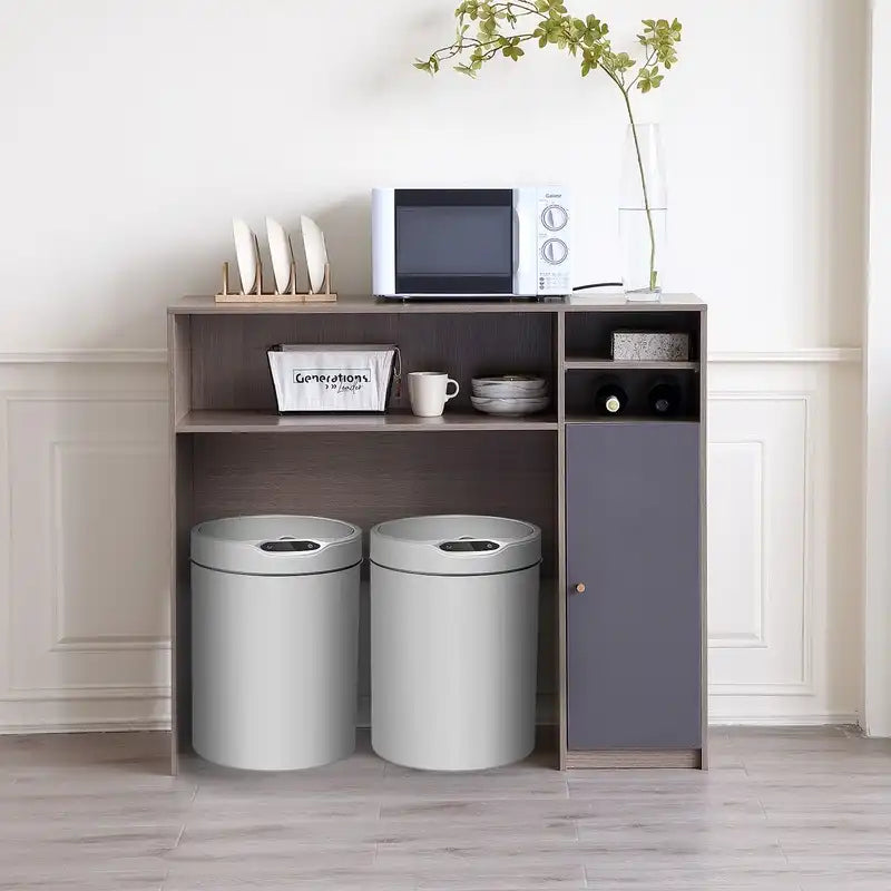 Modern Kitchen Pantry Sideboard with Shelves in Grey