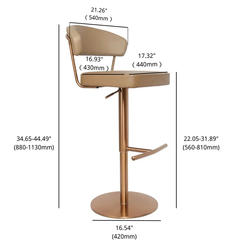 Caramel Leather Adjustable Height Bar Stool