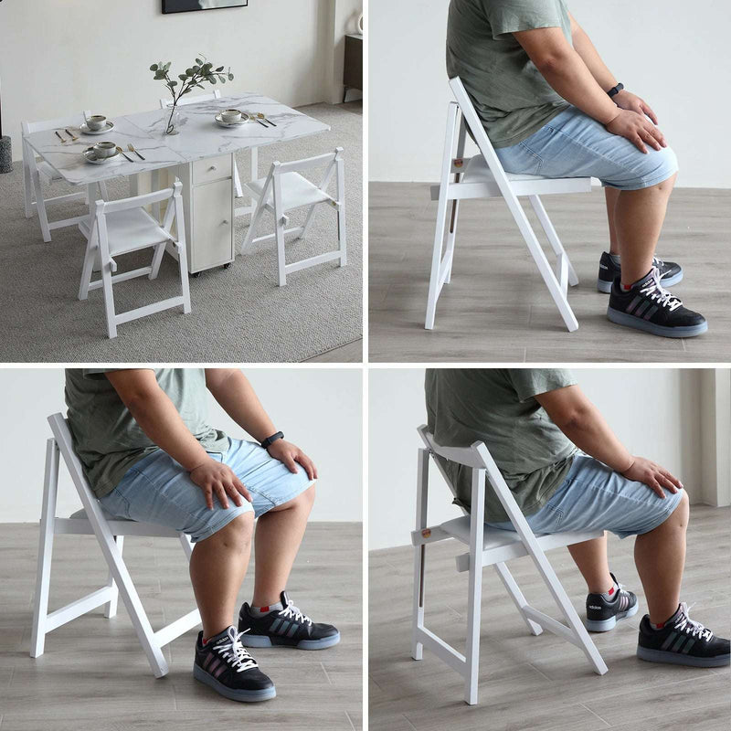 Wooden Folding Dining Chairs with Cushions