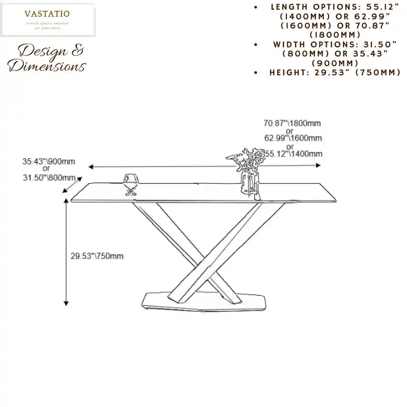 Mesa de comedor moderna negra con base en X | Comedor elegante para 6 personas