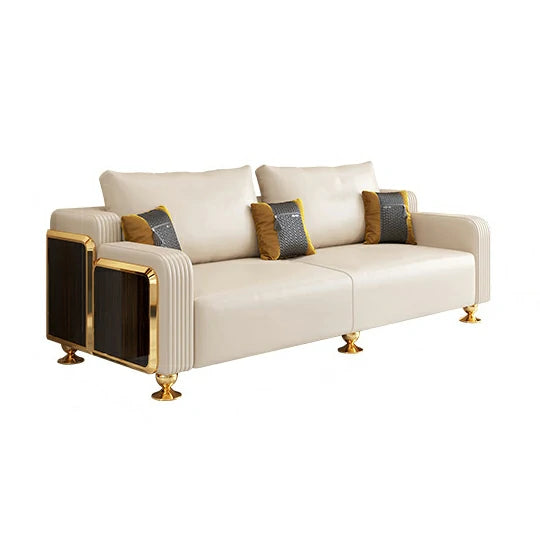 FUNROLUX Luxury Gold Trim Cream Sofa - Elegant Comfort