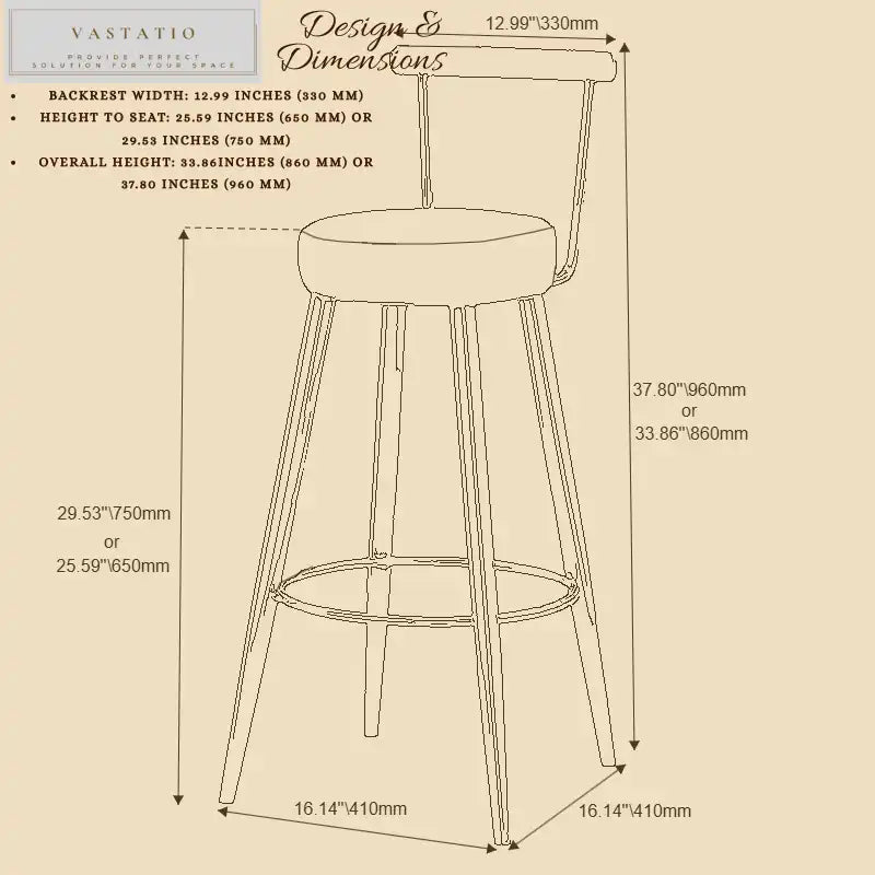 Gold Bar Stool with Linen Cushion | Modern Design