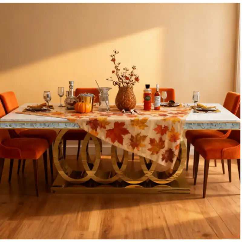 Marble Dining Table | Gold Base - Modern Luxe Design