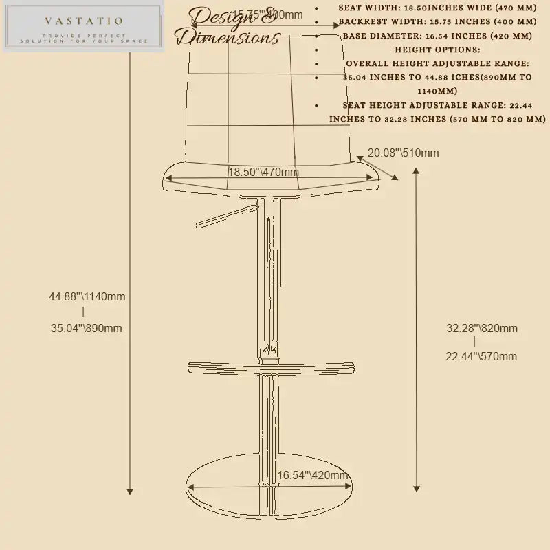 Gold Adjustable Bar Stool - Cushioned Seat | Home Bar Furniture