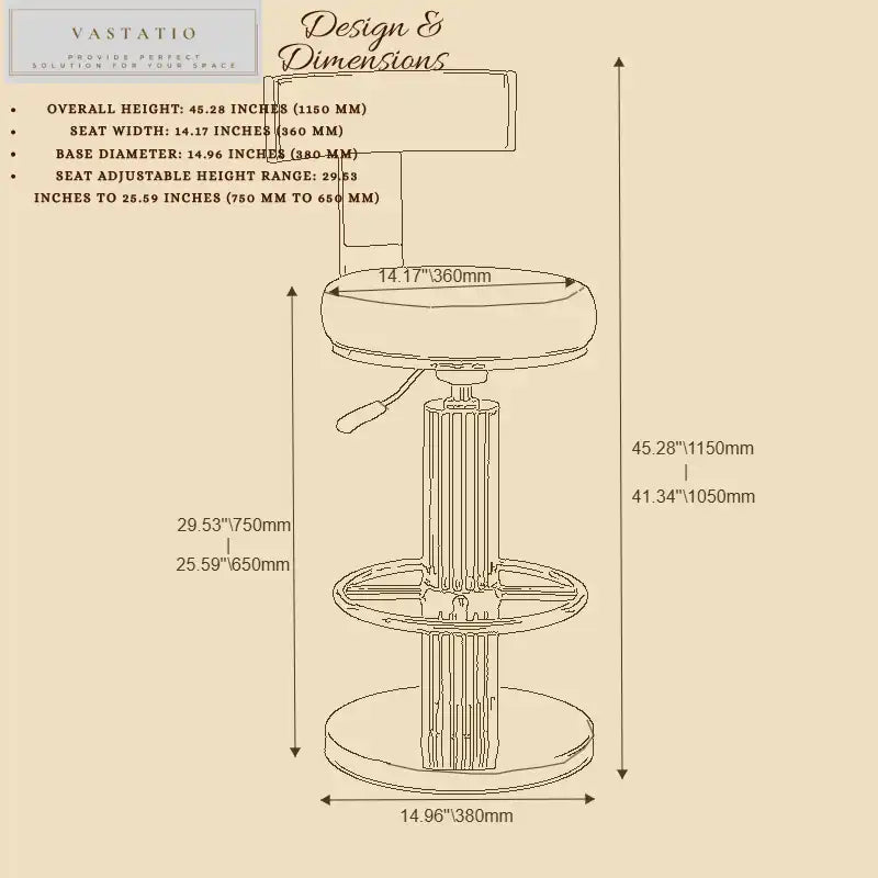 Rose Gold Bar Stool | Blue Faux Leather Seat