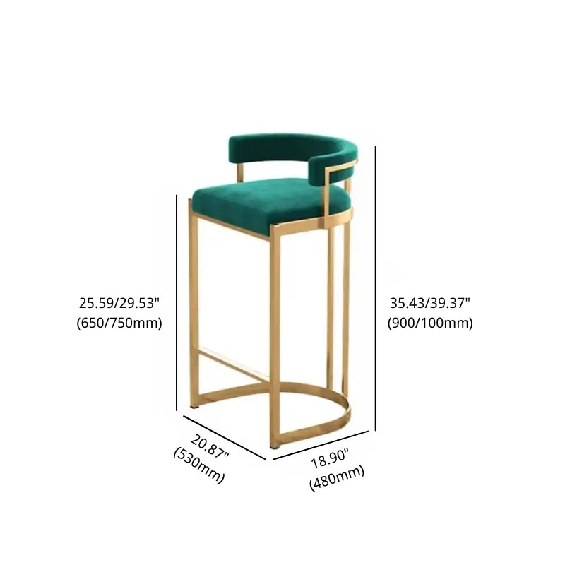 Green Velvet Bar Stool | Gold Base Adjustable Swivel