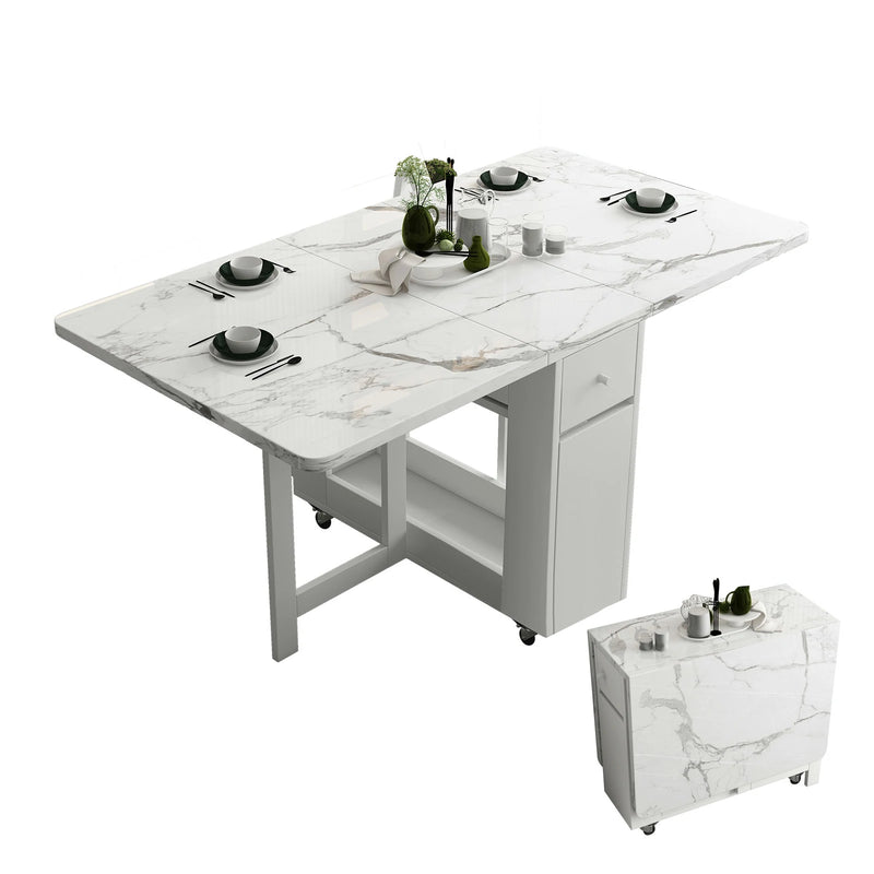 Extendable Folding Dining Table with Storage Drawers – Vastatio