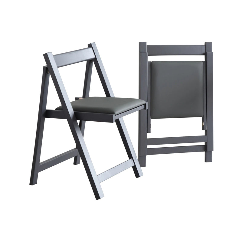 Folding Dining Chairs - 2-Pack Wooden Chairs with Padded Seats