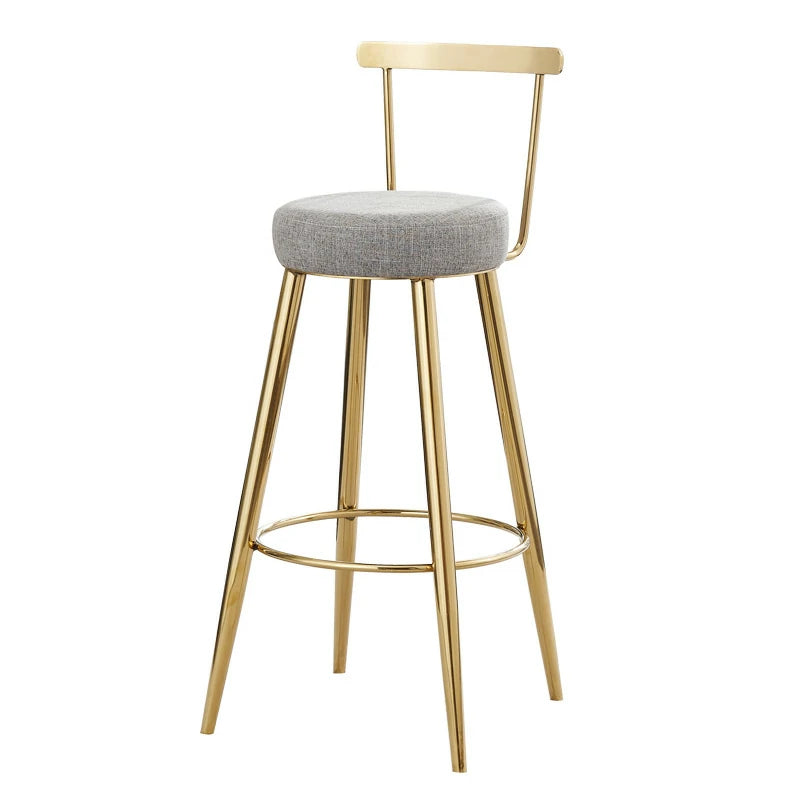 Modern Gold Stainless Steel Bar Stool with Premium Linen Seat