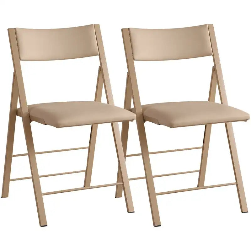 Folding Chairs with Cushion 2 Pack - Heavy Duty Steel Frame Foldable Dining Chairs, Waterproof Leather Indoor Outdoor Padded Chairs for Home, Conference Rooms,Weddings, Events (Wood)
