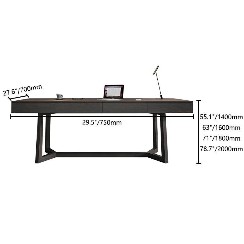 Walnut Desk with Drawers - Modern Office Furniture