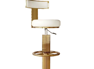 Luxury Gold Adjustable Swivel Bar Stools with White Cushion