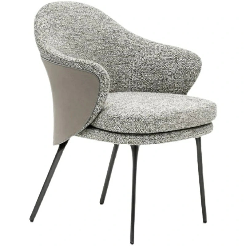 Curved Accent Chair with Fabric & Faux Leather