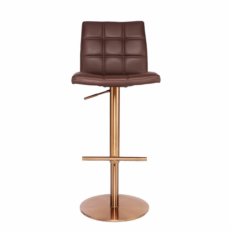 Modern Adjustable Height Counter Height Bar Stools with Polished Gold Stainless Steel Legs and Comfortable Cushion