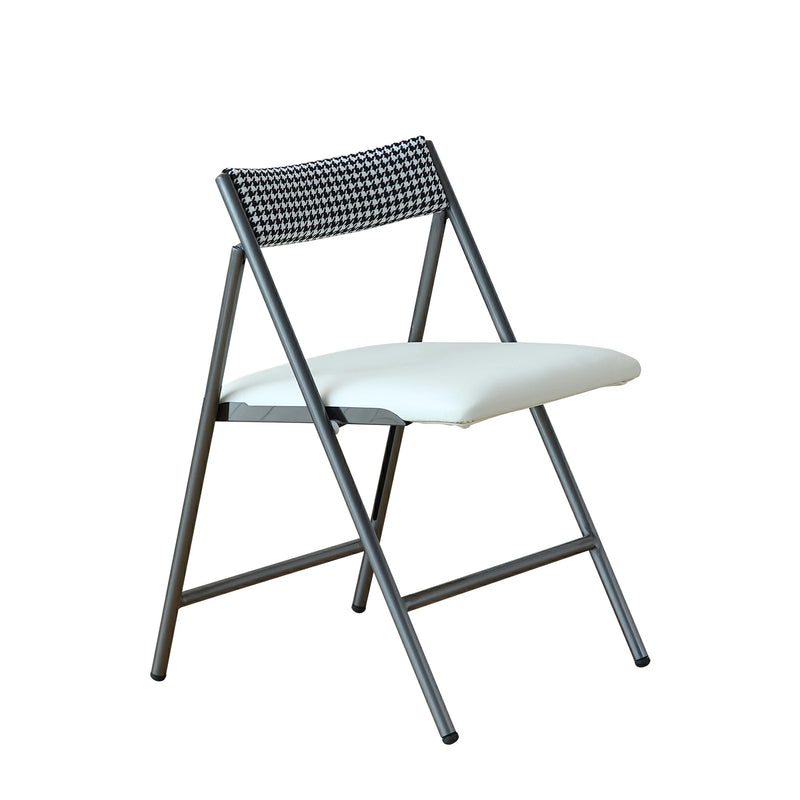 Grey Padded Folding Dining Chairs - Set of 2, Compact Seating